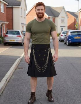 Black Fashion Kilt with Chains