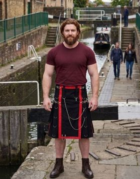 Black Gothic Canvas Kilt with Chains