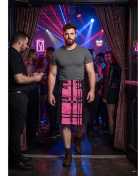 Black Gothic Kilt with Detachable Pink Apron