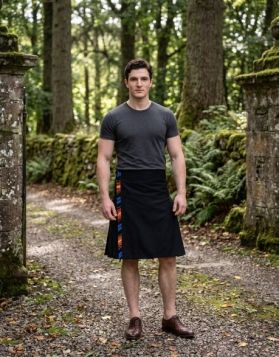 Black Kilt with Rainbow Fringe Trim for Pride Season