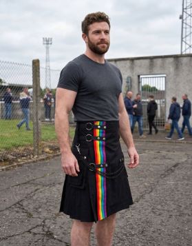 Black Rainbow Gothic Chain Kilt