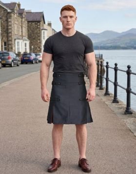Black Rainbow Hybrid Kilt with Buckle Straps