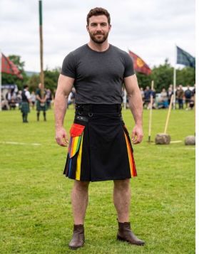 Black Rainbow Hybrid Utility Kilt with Pockets