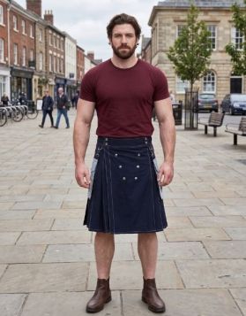 Black White Two-Tone Utility Kilt