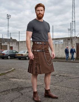 Brown Gothic Kilt with Chains & Studs