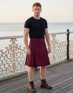 Burgundy Lace-Trim Style Utility Kilt