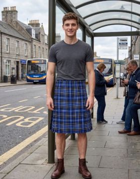 Clark Tartan Kilt with Double Buckle Straps & Knife Pleats