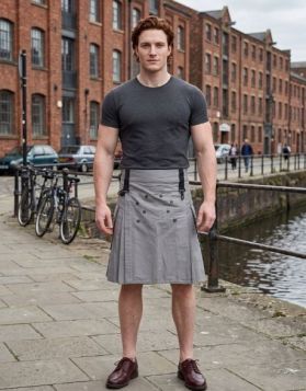 Grey Studded Apron Utility Kilt