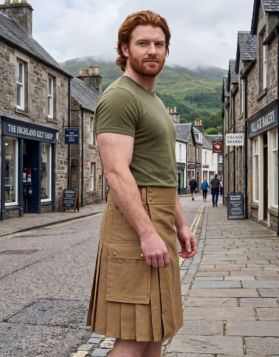  Khaki Slant-Pocket Utility Kilt
