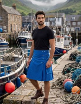 Lustrous Black Cotton Utility Kilt