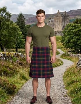 MacLennan Modern Tartan Kilt with Double Buckle Straps & Knife Pleats
