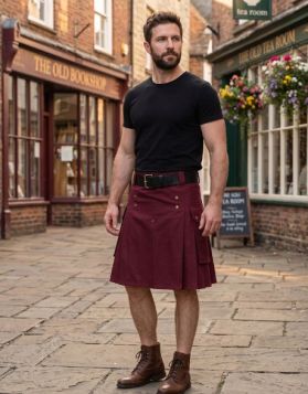 Maroon Tactical Cargo Kilt