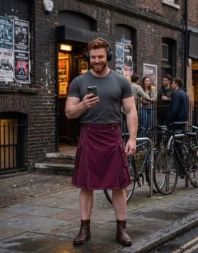  Maroon White-Thread Utility Kilt