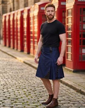 Men's Modern Navy Blue Utility Kilt