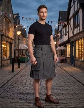 Men's Grey Spartan Utility Kilt