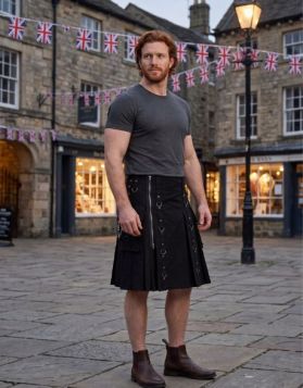 Modern Black Steampunk Gothic Kilt