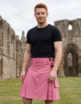 Pink Cotton Utility Kilt with Pockets