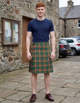 Pollock Clan Tartan Kilt with Double Buckle Straps & Knife Pleats