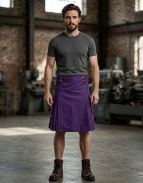 Purple Utility Kilt with Cargo Pockets