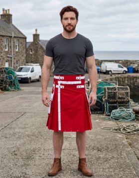 Red Christmas Kilt with D-Ring Straps