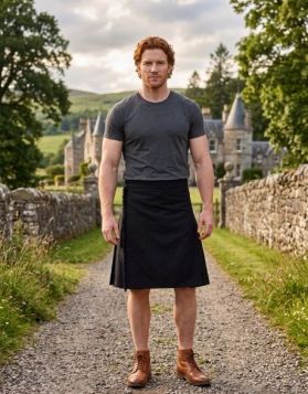 Solid Black Tartan Kilt