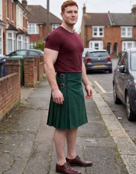 Solid Green Tartan Kilt 