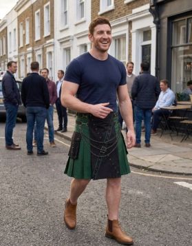 Two-Tone Black Green Kilt Chain Apron