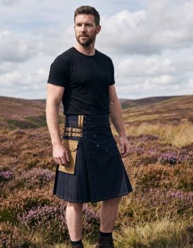 Two Tone Deluxe Utility Kilt with Accent Pleats