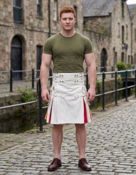 White Rainbow Hybrid Kilt with Buckle Straps