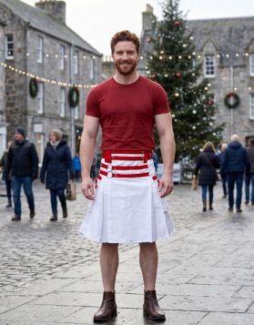 White Red Strap Silver Ring Utility Kilt