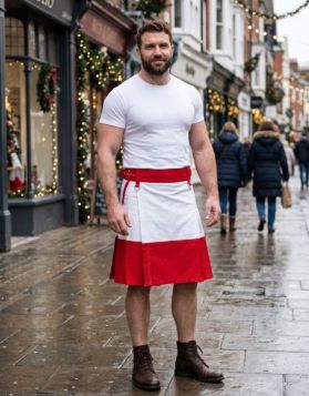 White Red Two-Tone Christmas Utility Kilt